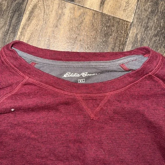Eddie Bauer Fleece Crewneck Pullover Sweater Dark Red Men's Size XL - Picture 5 of 7